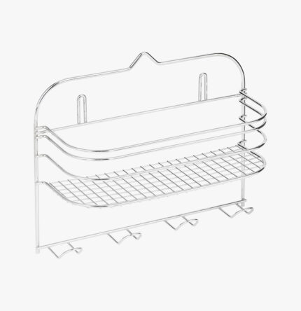 Одноярусная прямоугольная полка цвета хром 22,5 x 11 x 29,5 см