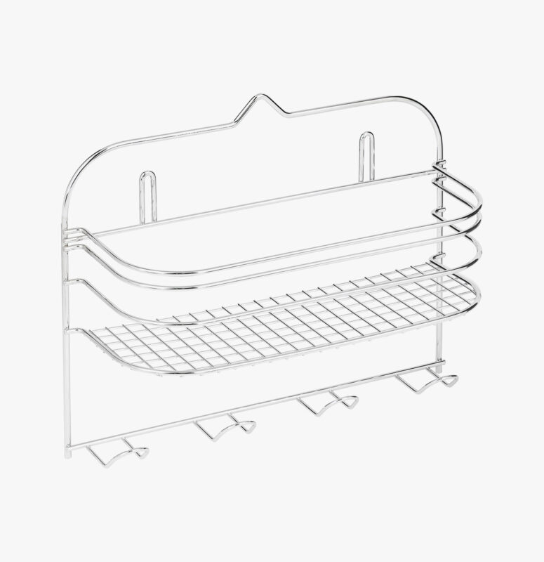 Одноярусная прямоугольная полка цвета хром 22,5 x 11 x 29,5 см
