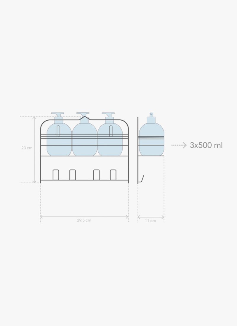 Одноярусная прямоугольная полка цвета хром 22,5 x 11 x 29,5 см